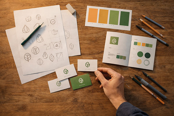 Kreatives Logo-Design und Branding-Materialien