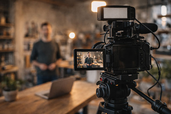 Professionelle Videoproduktion mit Kamera-Setup